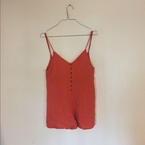 Orange Short Jumpsuit with Button Details